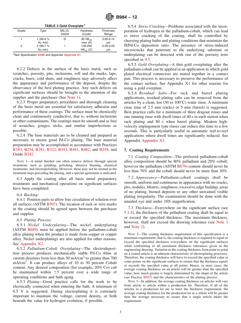 ASTM B984-12 - Standard Specification for Electrodeposited Coatings of Palladium- Cobalt Alloy for Engineering  Use