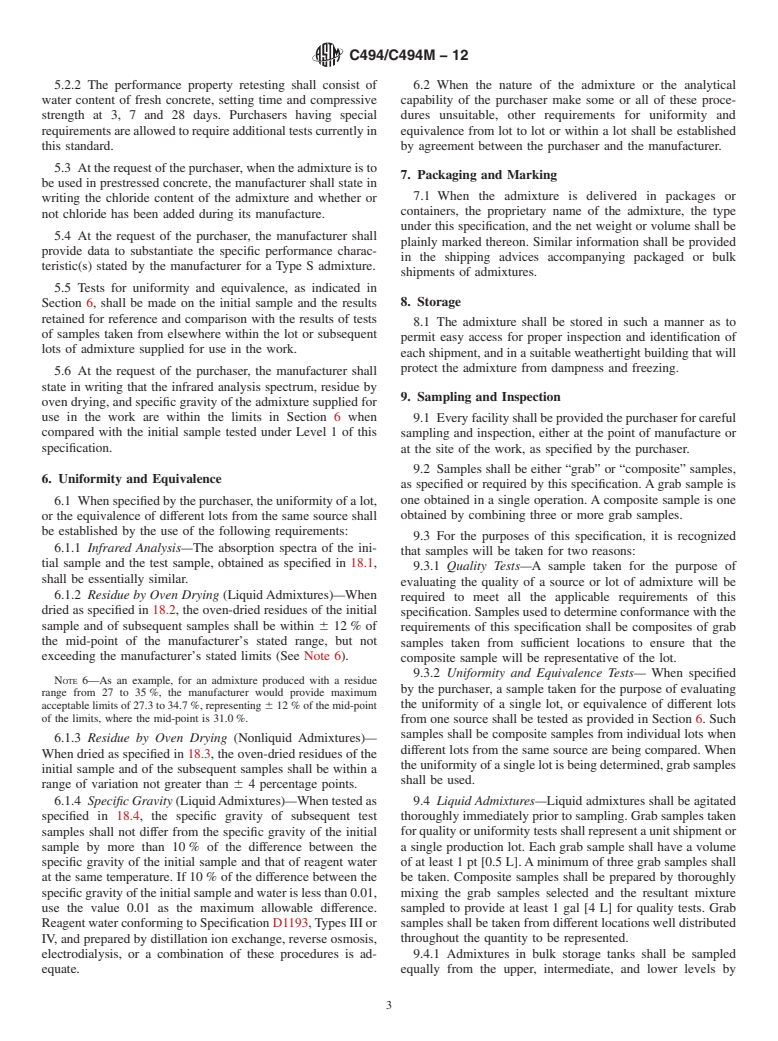 ASTM C494/C494M-12 - Standard Specification for  Chemical Admixtures for Concrete