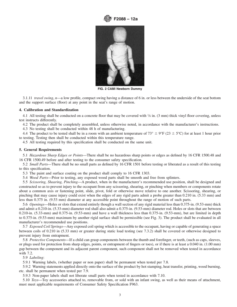 REDLINE ASTM F2088-12a - Standard Consumer Safety Specification for Infant Swings