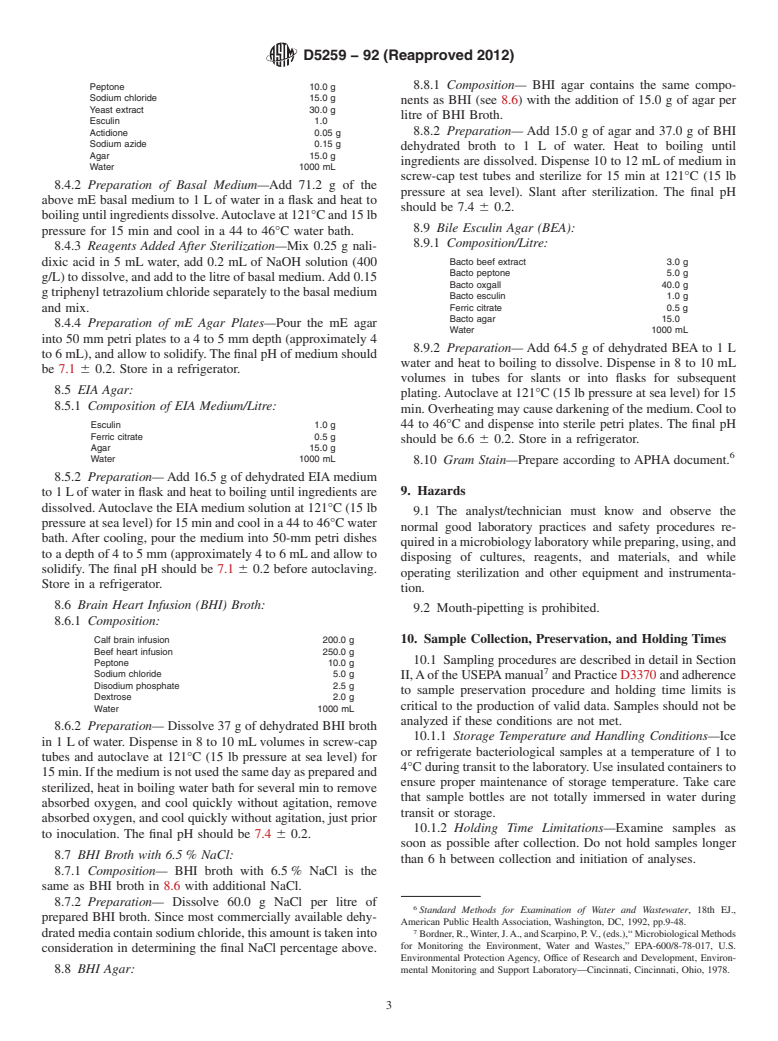 ASTM D5259-92(2012) - Standard Test Method for Isolation and Enumeration of Enterococci from Water by the Membrane Filter Procedure