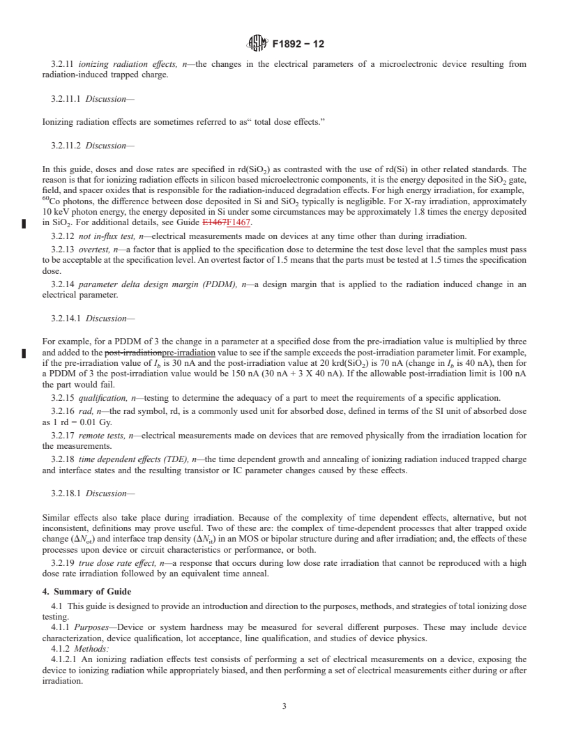 REDLINE ASTM F1892-12 - Standard Guide for  Ionizing Radiation (Total Dose) Effects Testing of Semiconductor   Devices