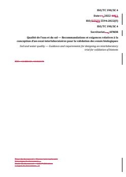 REDLINE ISO/TS 5594:2022 - Soil and water quality — Guidance and requirements for designing an interlaboratory trial for validation of biotests
Released:23. 11. 2022 - Page 1 preview
