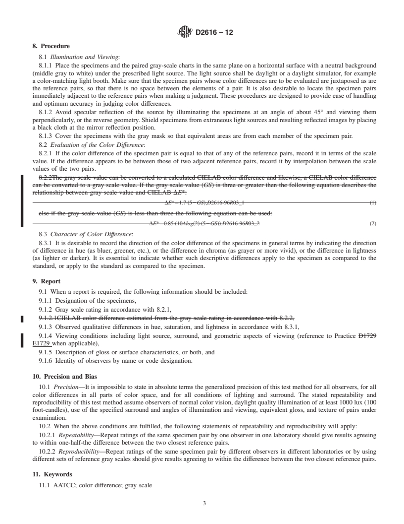 REDLINE ASTM D2616-12 - Standard Test Method for Evaluation of Visual Color Difference With a Gray Scale