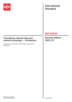 SIST ISO 20539:2024 ISO 20539:2023 - Translation, interpreting and related technology — Vocabulary
Released:13. 12. 2023 - Page 1 preview