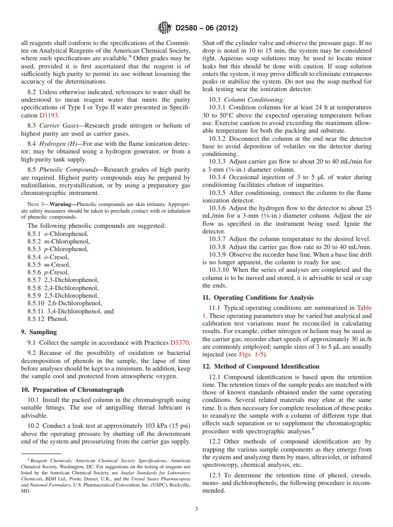 ASTM D258006(2012) Standard Test Method for Phenols in Water by Gas