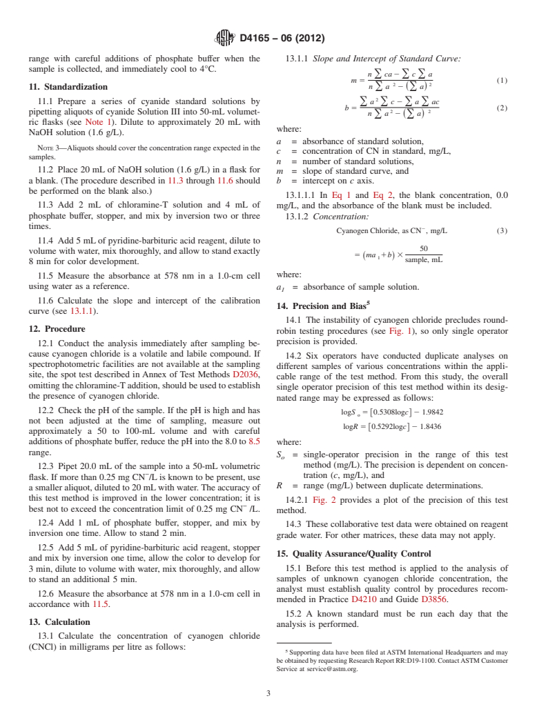 ASTM D4165-06(2012) - Standard Test Method for  Cyanogen Chloride in Water&thinsp;