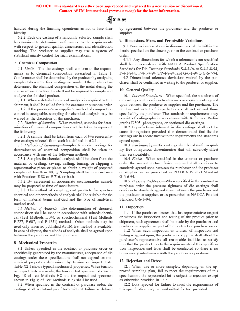 ASTM B85-02 - Standard Specification for Aluminum-Alloy Die Castings