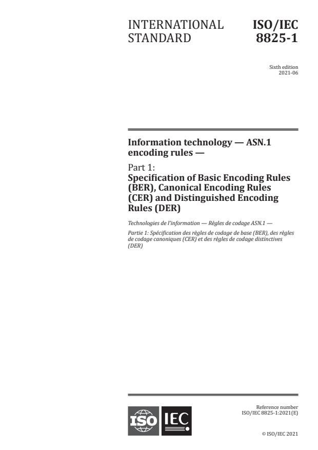 ISO/IEC 8825-1:2021 - Information technology -- ASN.1 encoding rules