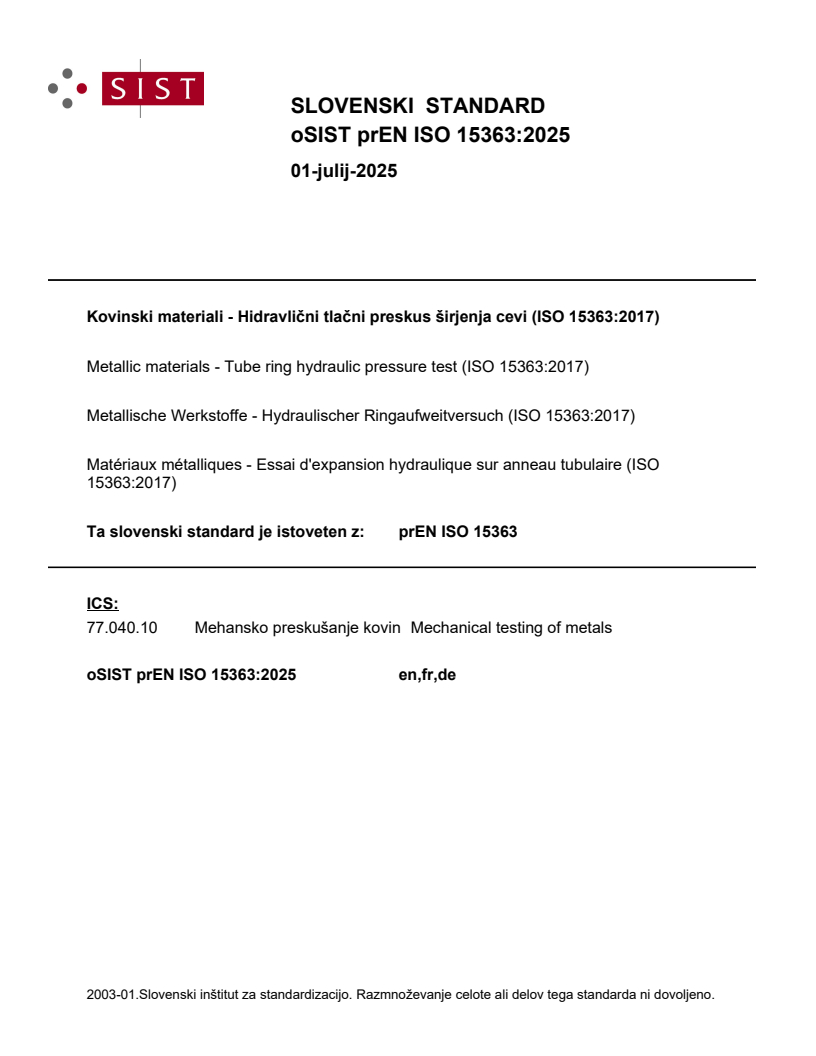 prEN ISO 15363:2025