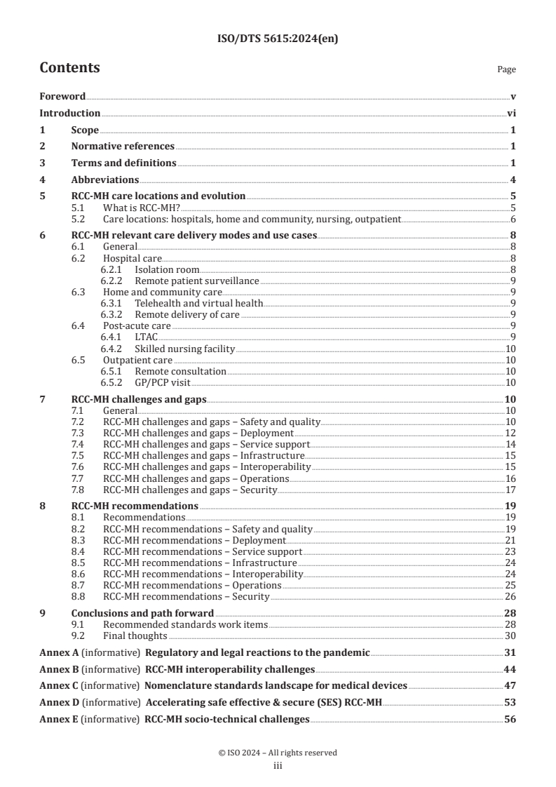 ISO/DTS 5615 - Health informatics — Accelerating safe, effective and secure remote connected care and mobile health through standards-based interoperability solutions addressing gaps revealed by pandemics
Released:11/15/2024