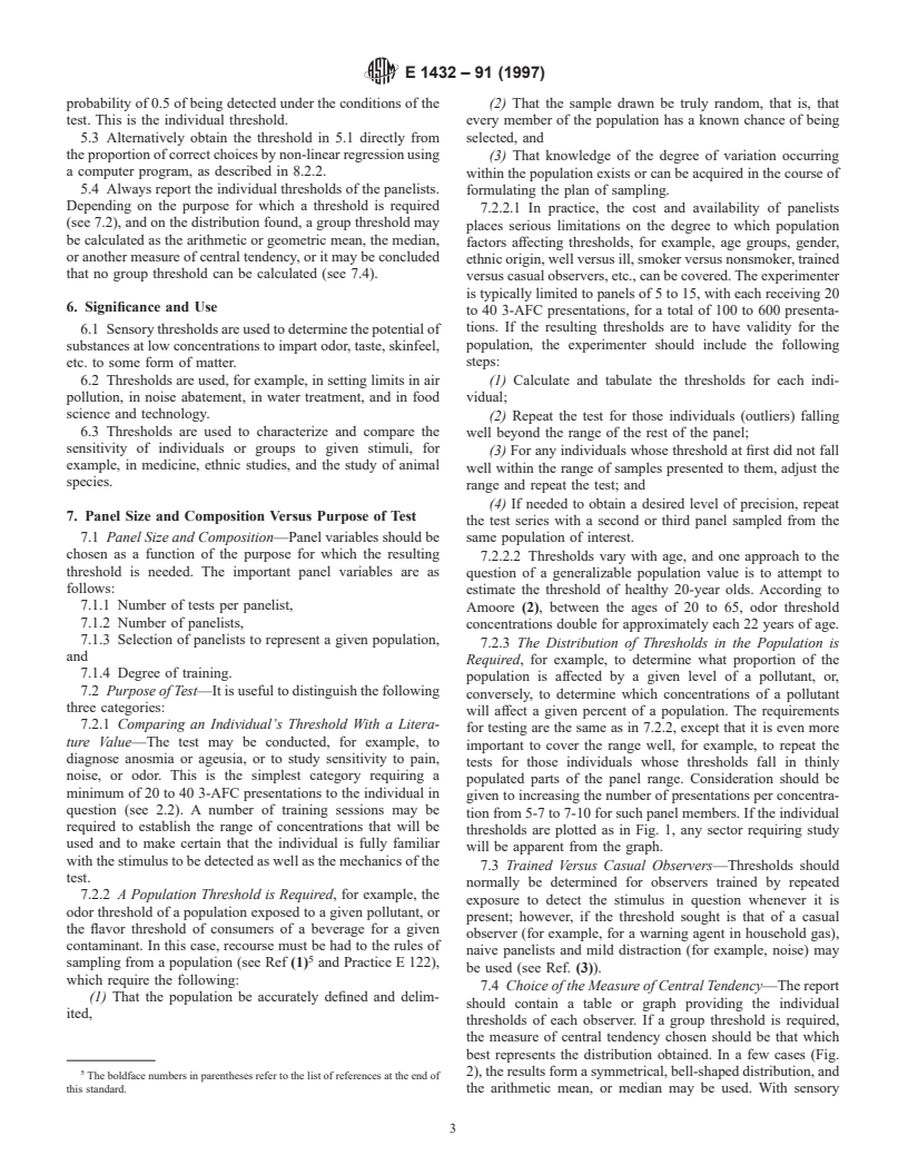 ASTM E1432-91(1997) - Standard Practice for Defining and Calculating Individual and Group Sensory Thresholds from Forced-Choice Data Sets of Intermediate Size