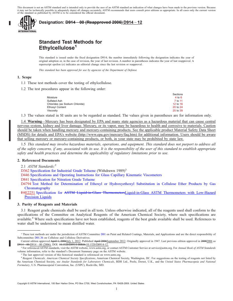 REDLINE ASTM D914-12 - Standard Test Methods for  Ethylcellulose