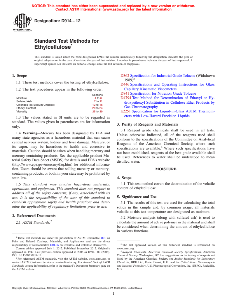 ASTM D914-12 - Standard Test Methods for  Ethylcellulose