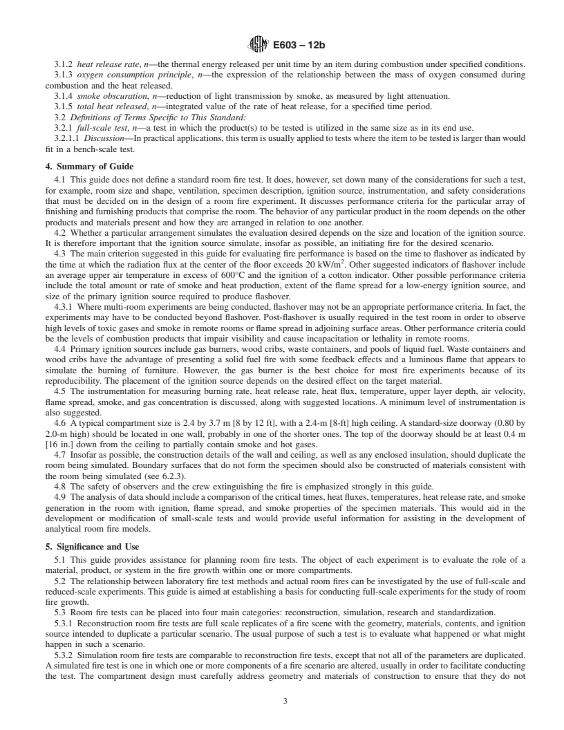 REDLINE ASTM E603-12b - Standard Guide for Room Fire Experiments