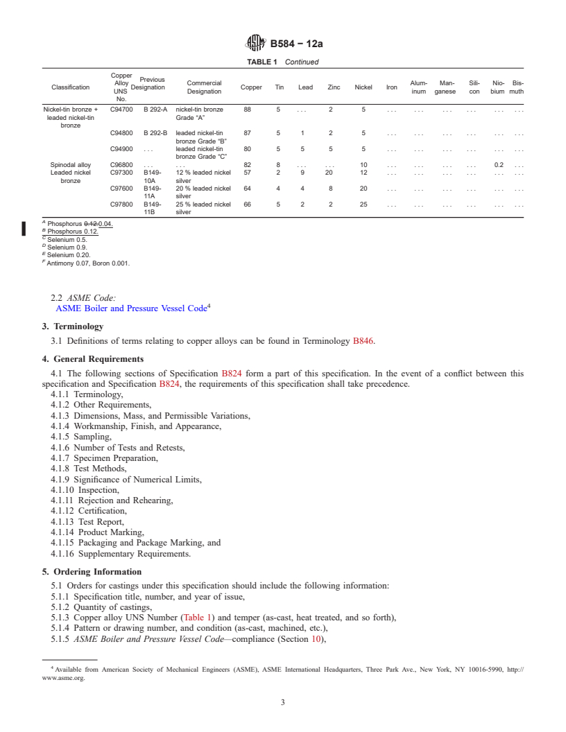 REDLINE ASTM B584-12a - Standard Specification for Copper Alloy Sand Castings for General Applications