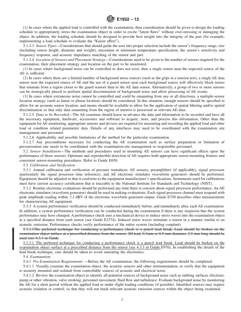 REDLINE ASTM E1932-12 - Standard Guide for Acoustic Emission Examination of Small Parts