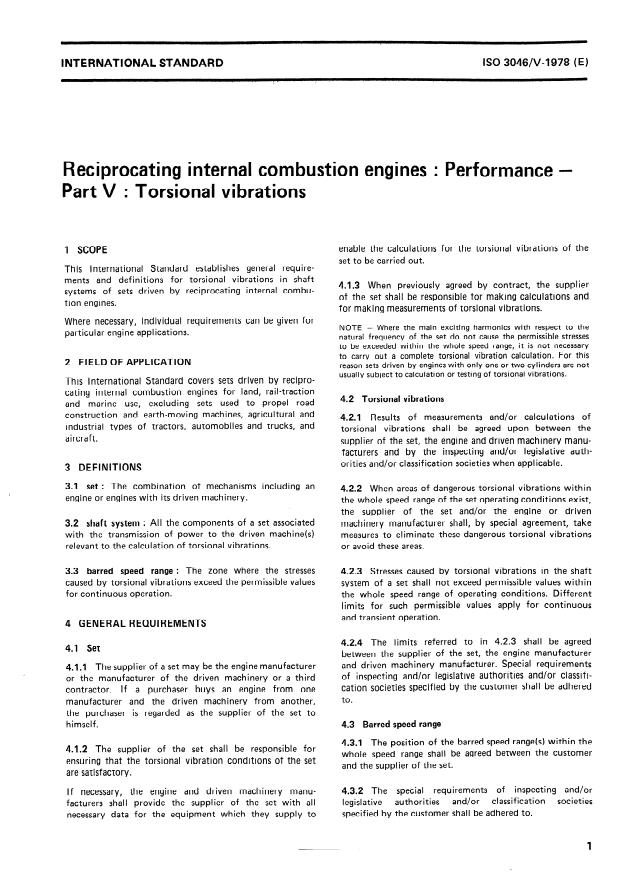 ISO 3046-5:1978 - Reciprocating internal combustion engines -- Performance