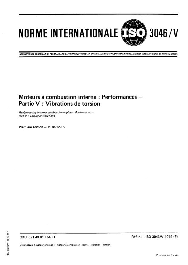 ISO 3046-5:1978 - Moteurs a combustion interne -- Performances