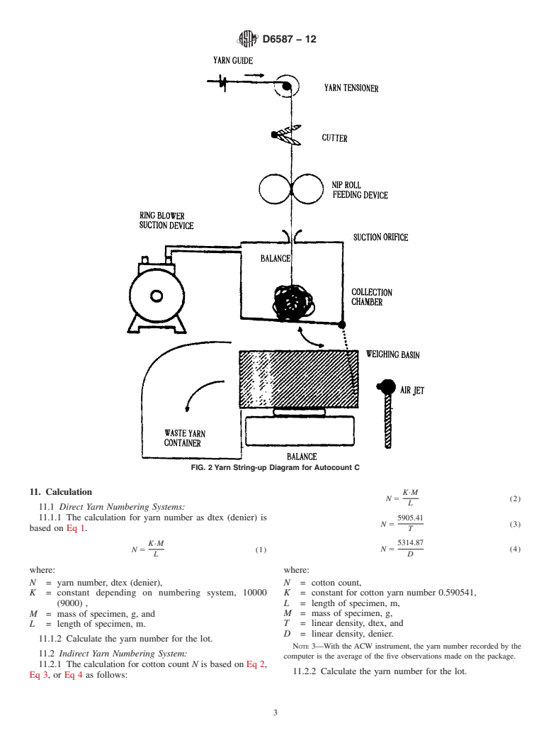 ASTM D6587-12 - Standard Test Method for Yarn Number Using Automatic Tester