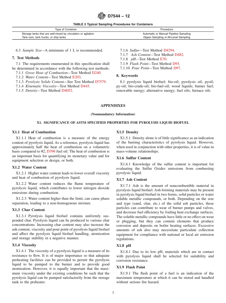 ASTM D7544-12 - Standard Specification for Pyrolysis Liquid Biofuel