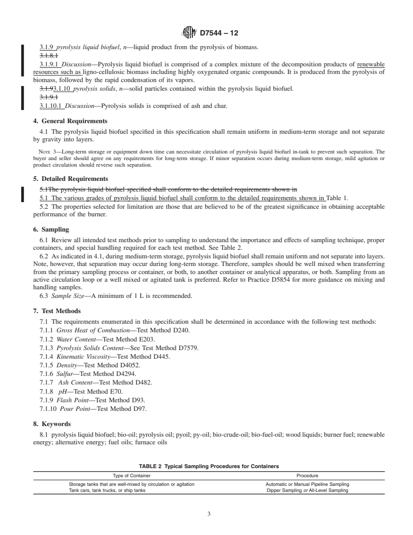 ASTM D7544-12 - Standard Specification for Pyrolysis Liquid Biofuel