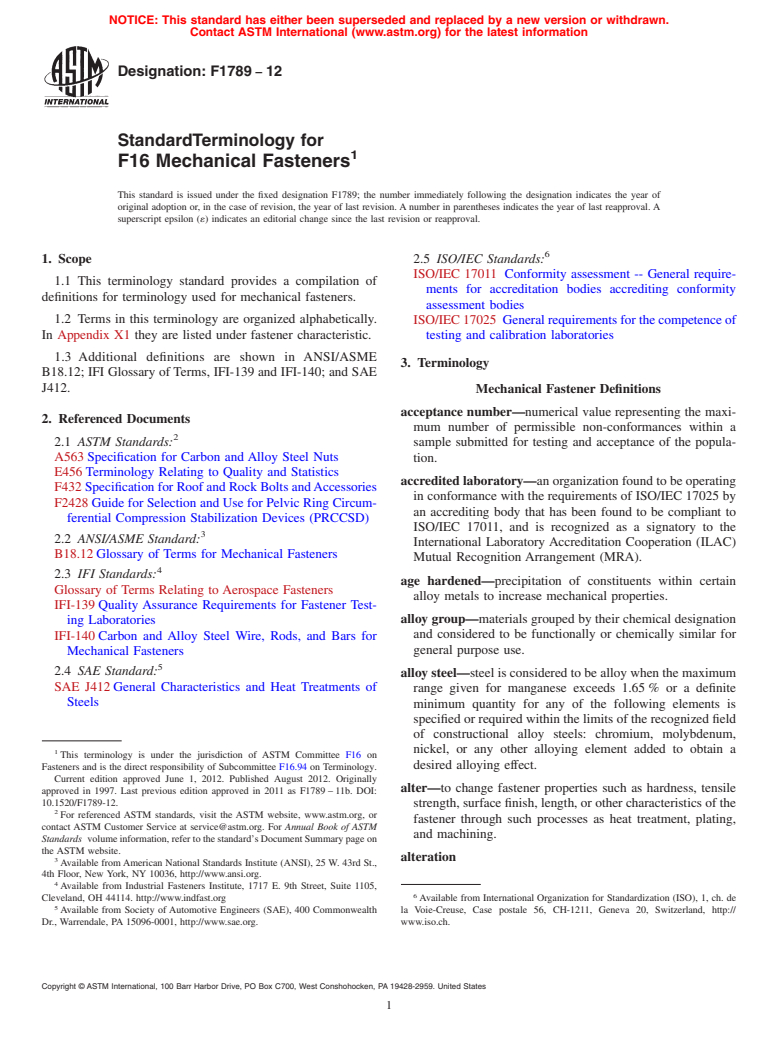ASTM F1789-12 - Standard Terminology for  F16 Mechanical Fasteners