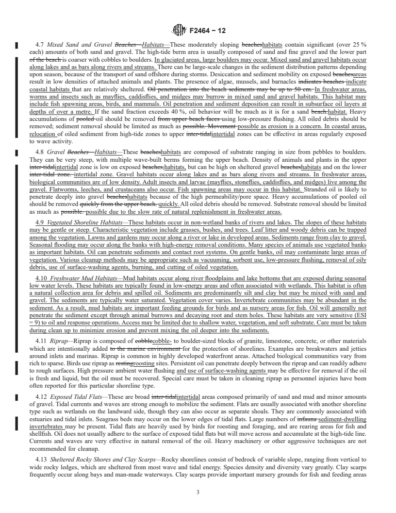 REDLINE ASTM F2464-12 - Standard Guide for  Cleaning of Various Oiled Shorelines and Habitats