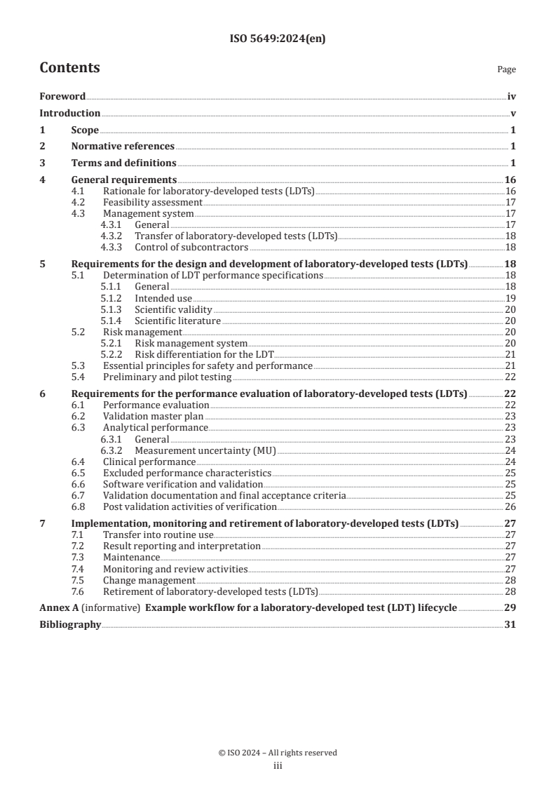 ISO 5649:2024 - Medical laboratories — Concepts and specifications for the design, development, implementation and use of laboratory-developed tests
Released:11/27/2024