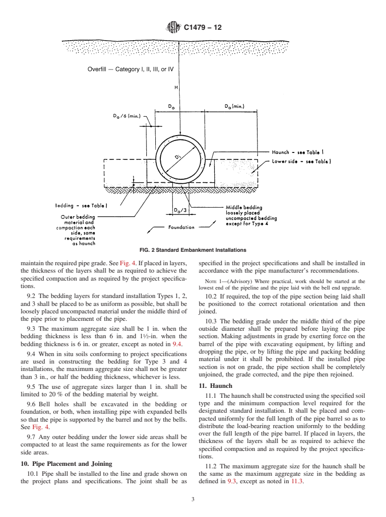 ASTM C1479-12 - Standard Practice for  Installation of Precast Concrete Sewer, Storm Drain, and Culvert   Pipe Using Standard Installations