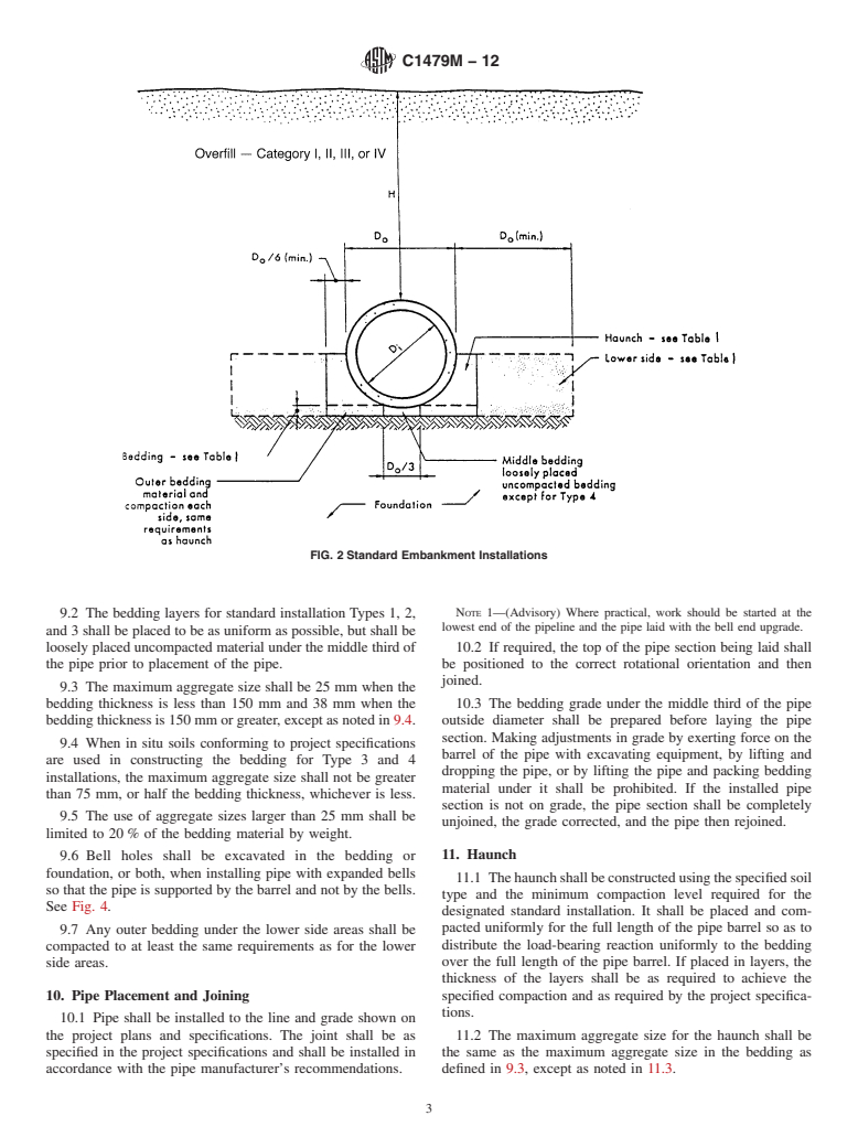 ASTM C1479M-12 - Standard Practice for  Installation of Precast Concrete Sewer, Storm Drain, and Culvert   Pipe Using Standard Installations (Metric)