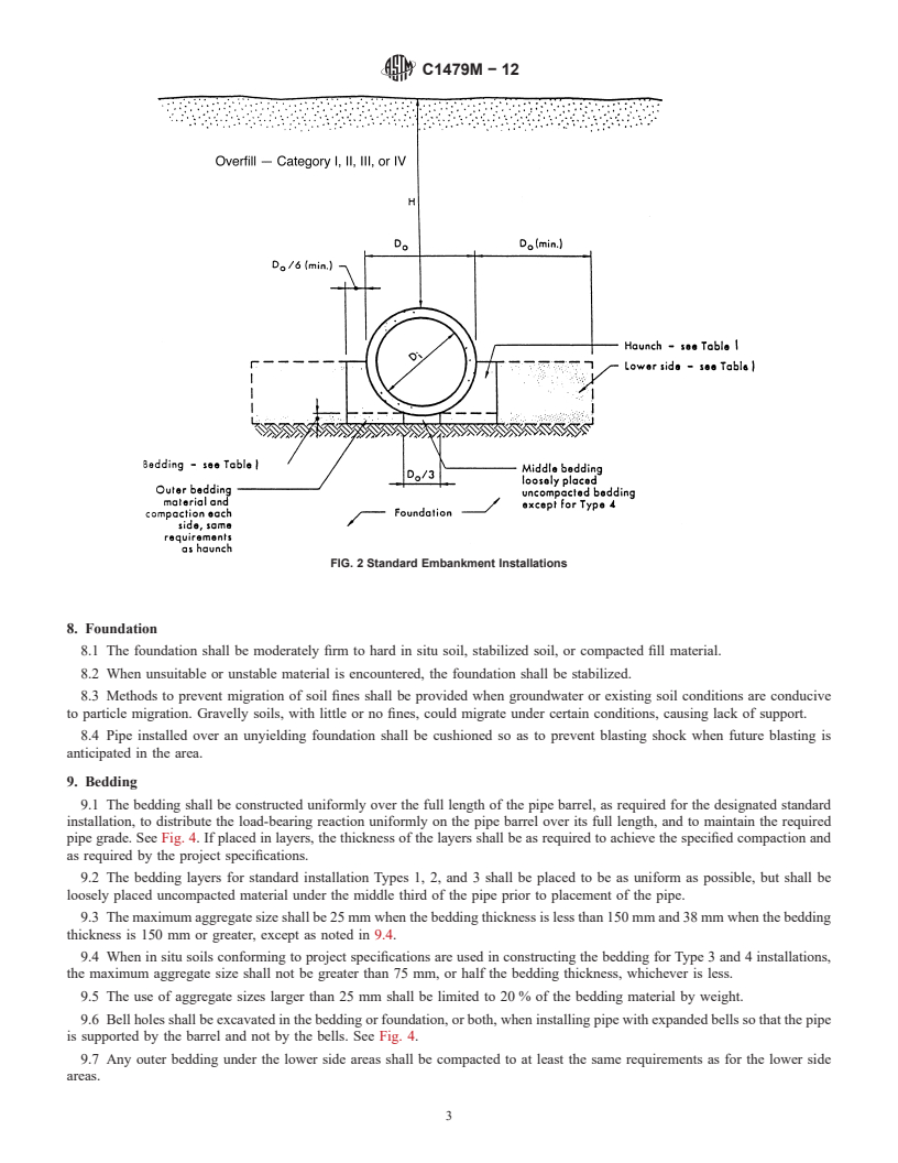 REDLINE ASTM C1479M-12 - Standard Practice for  Installation of Precast Concrete Sewer, Storm Drain, and Culvert   Pipe Using Standard Installations (Metric)