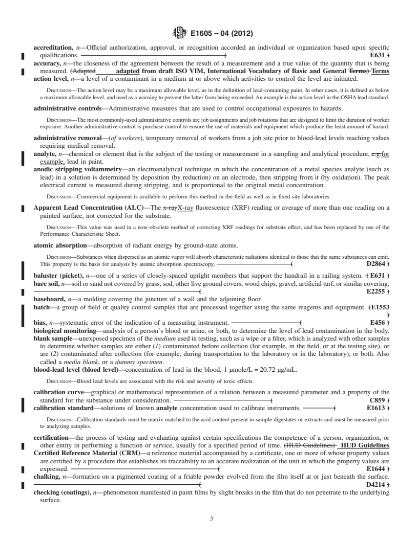 REDLINE ASTM E1605-04(2012) - Standard Terminology Relating to Lead in Buildings