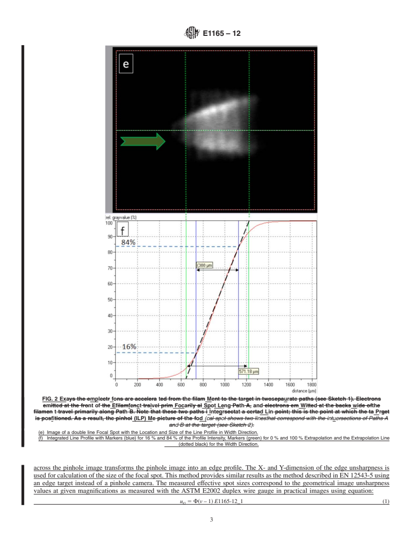 REDLINE ASTM E1165-12 - Standard Test Method for Measurement of Focal Spots of Industrial X-Ray Tubes by Pinhole Imaging