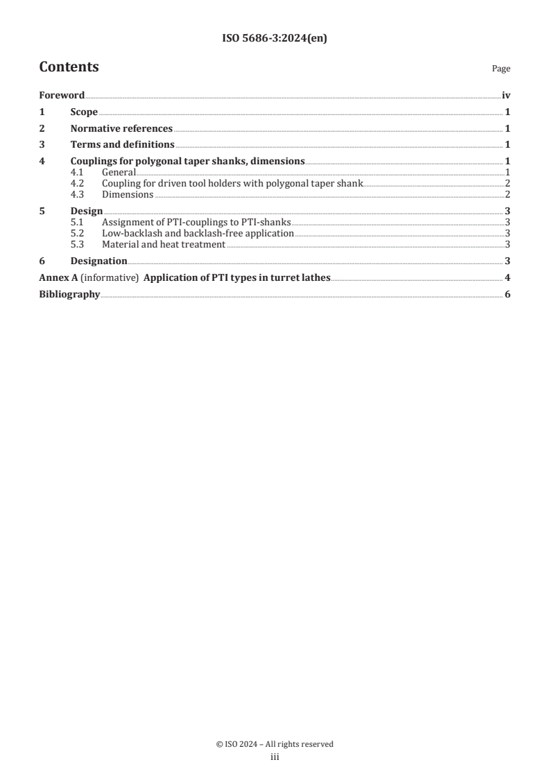 ISO 5686-3:2024 - Polygonal turret interface with flat contact surface — Part 3: Coupling for driven tool holders with shanks of type F and A
Released:3. 10. 2024