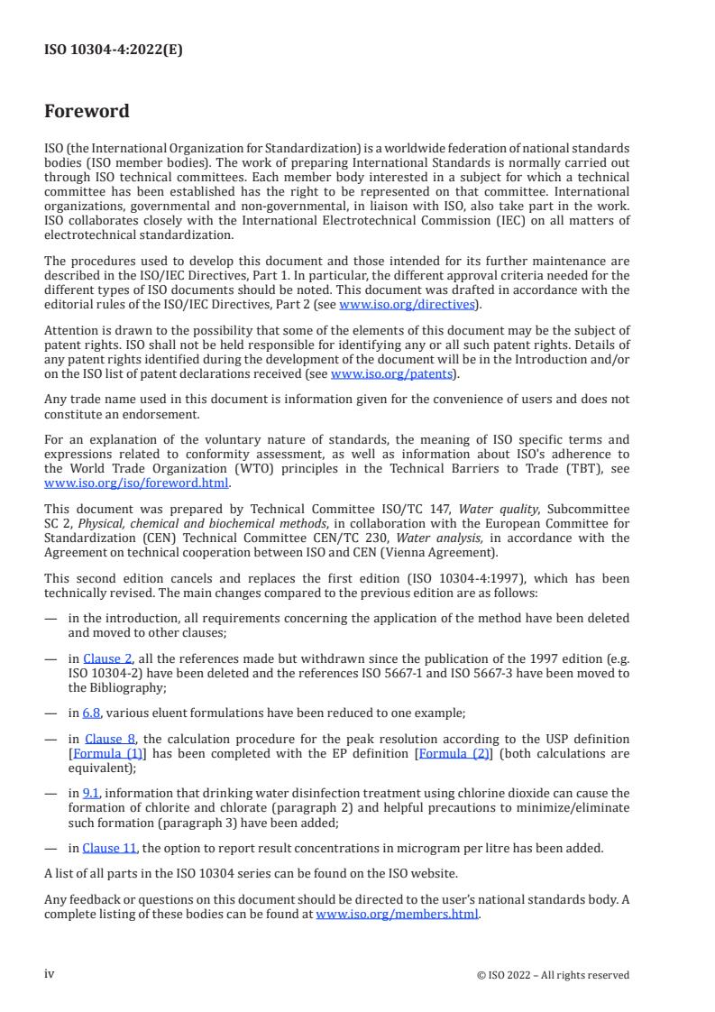 ISO 10304-4:2022 ISO 10304-4:2022 - Water quality — Determination of dissolved anions by liquid chromatography of ions — Part 4: Determination of chlorate, chloride and chlorite in water with low contamination
Released:3/3/2022 - Page 4 preview