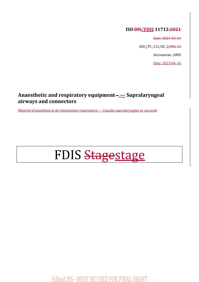 REDLINE ISO 11712 - Anaesthetic and respiratory equipment — Supralaryngeal airways and connectors
Released:11. 07. 2023