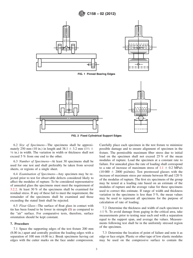 ASTM C158-02(2012) - Standard Test Methods for  Strength of Glass by Flexure (Determination of Modulus of Rupture)