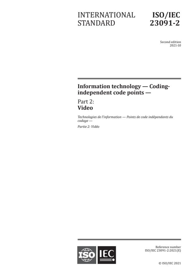 ISO/IEC 23091-2:2021 - Information technology -- Coding-independent code points