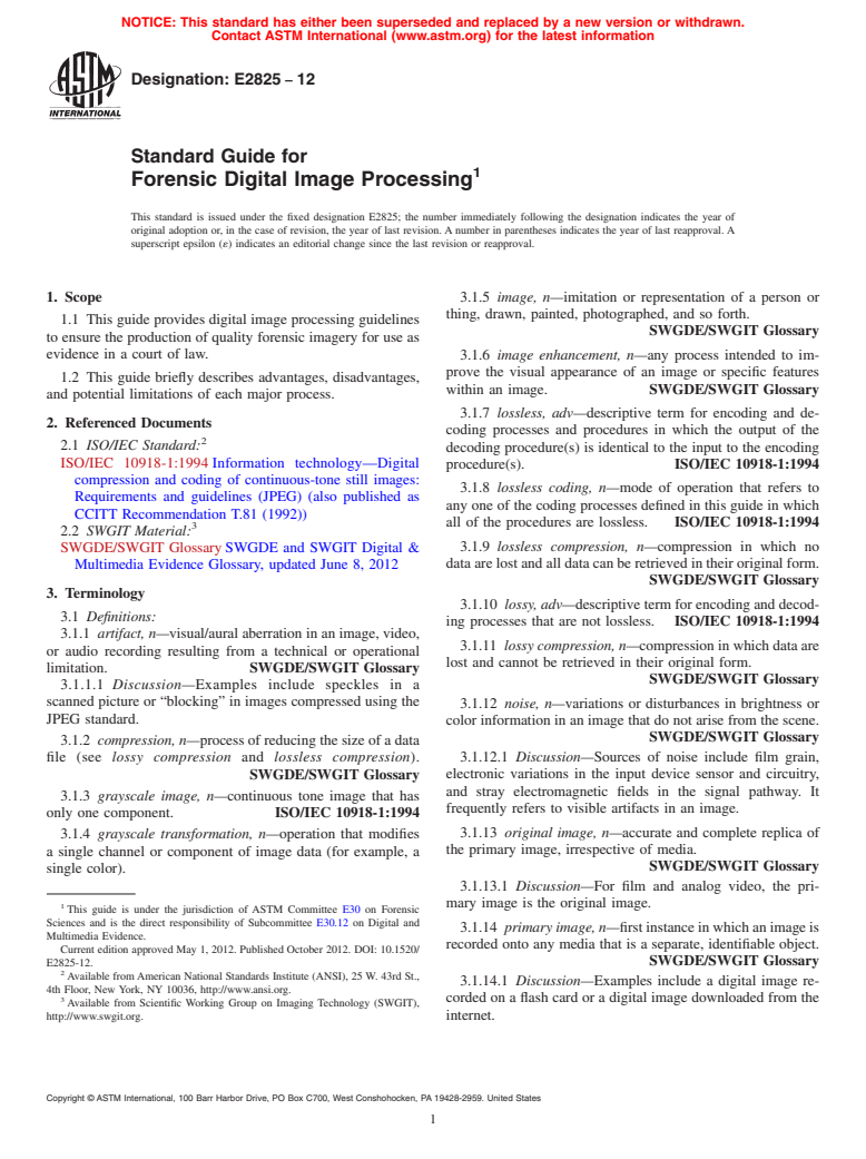 ASTM E2825-12 - Standard Guide for Forensic Digital Image Processing