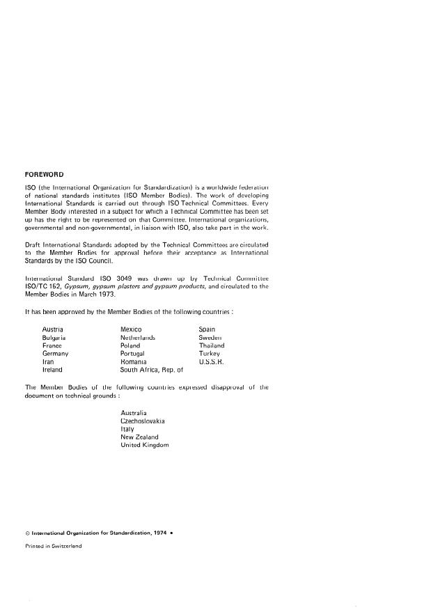 ISO 3049:1974 ISO 3049:1974 - Gypsum plasters -- Determination of physical properties of powder - Page 2 preview