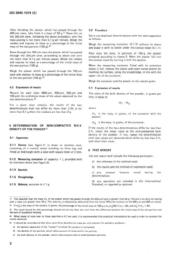 ISO 3049:1974 ISO 3049:1974 - Gypsum plasters -- Determination of physical properties of powder - Page 4 preview