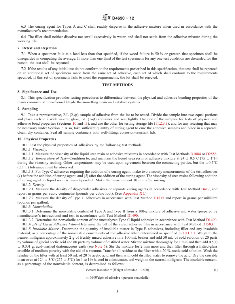 REDLINE ASTM D4690-12 - Standard Specification for  Urea-Formaldehyde Resin Adhesives