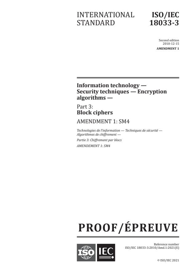 ISO/IEC 18033-3:2010/PRF Amd 1:Version 08-maj-2021 - SM4
