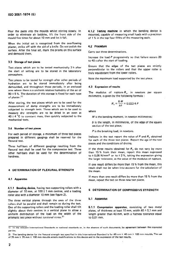 ISO 3051:1974 ISO 3051:1974 - Gypsum plasters -- Determination of mechanical properties - Page 4 preview