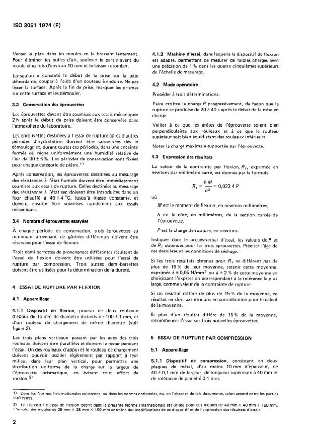 ISO 3051:1974 ISO 3051:1974 - Plâtres -- Détermination des caractéristiques mécaniques - Page 4 preview