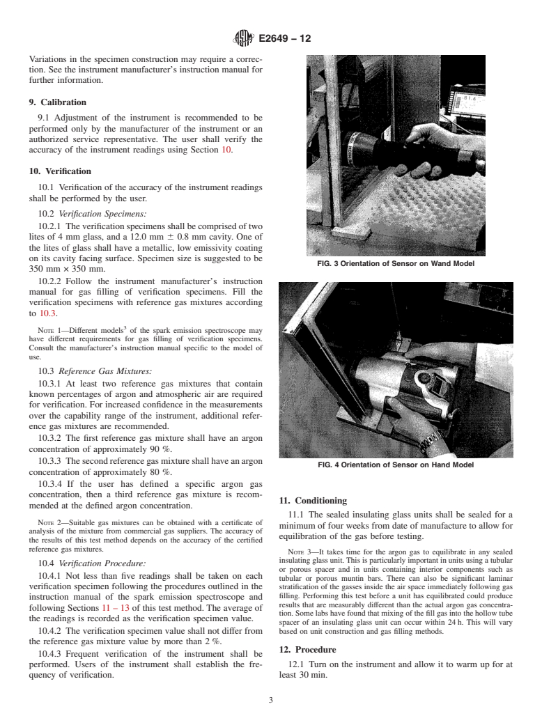 ASTM E2649-12 - Standard Test Method for Determining Argon Concentration in Sealed Insulating Glass Units Using Spark Emission Spectroscopy