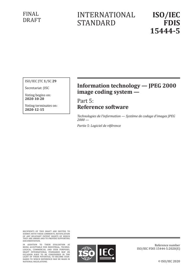 ISO/IEC FDIS 15444-5:Version 12-okt-2020 - Information technology -- JPEG 2000 image coding system