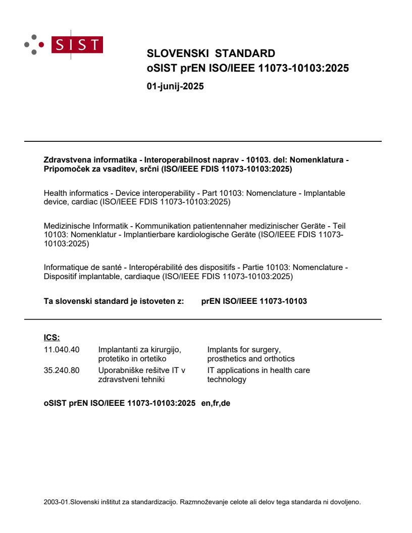 prEN ISO/IEEE 11073-10103:2025