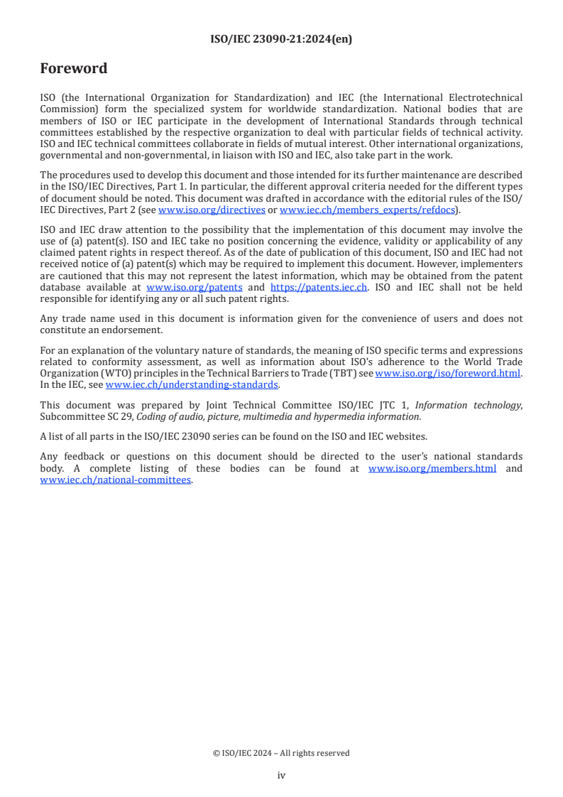 ISO/IEC 23090-21:2024 ISO/IEC 23090-21:2024 - Information technology — Coded representation of immersive media — Part 21: Reference software for Geometry-based Point Cloud Compression (G-PCC)
Released:15. 03. 2024 - Page 4 preview