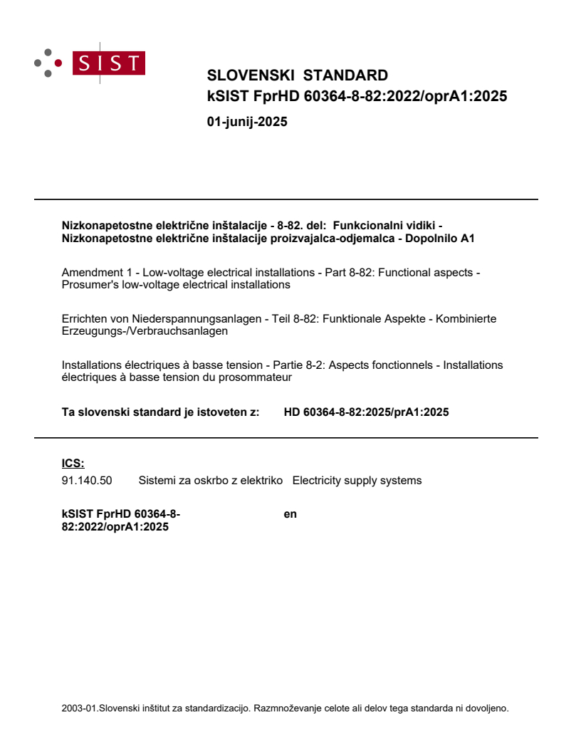 k FprHD 60364-8-82:2022/oprA1:2025 - BARVE